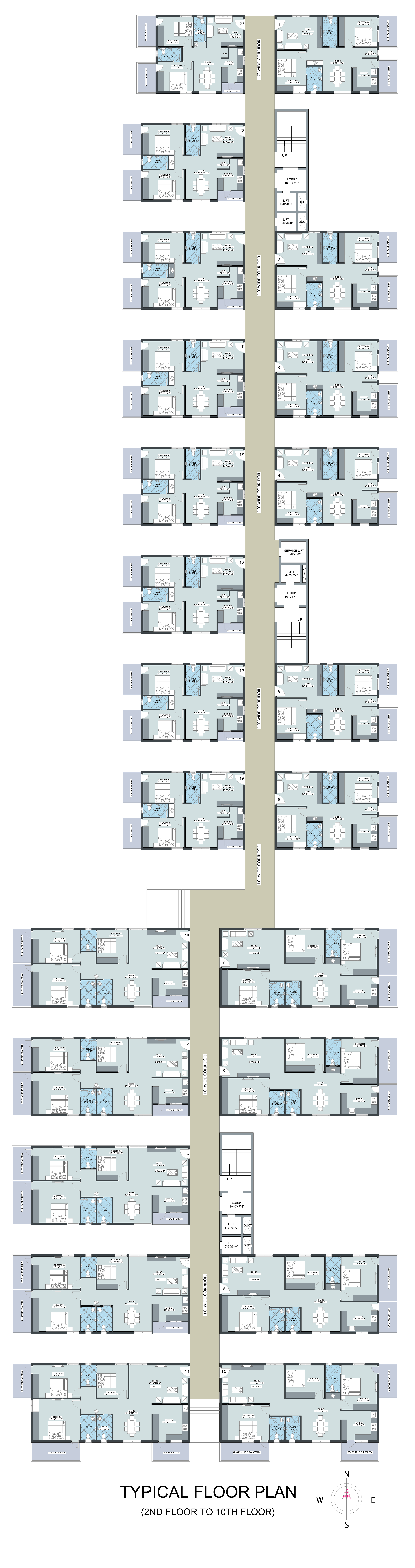 Layout for 2 - 10th floor